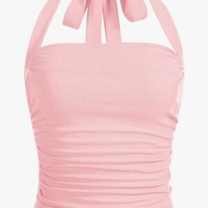 Pink Halter Neck Women's Top